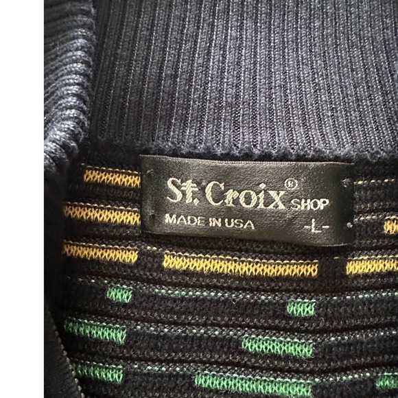 Vintage 90s St. Croix Shop 1/4 Zip Sweater Geometric Knit Pullover USA Large - Picture 6 of 7